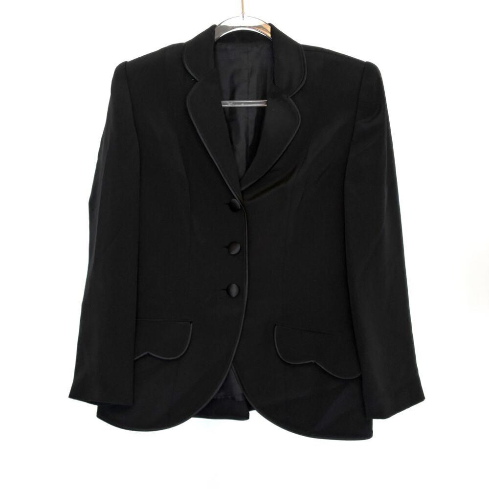Vintage 100% Silk Black Button Blazer Womens Small Made in USA
